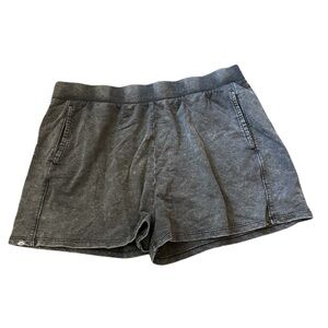 DanSkin High Waist Sweatpant Shorts Acid Wash Black Large